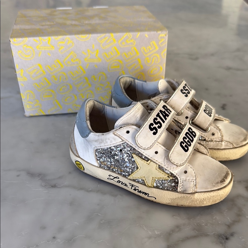 Golden Goose Kids' White and Silver Sneakers Size 24 IT
